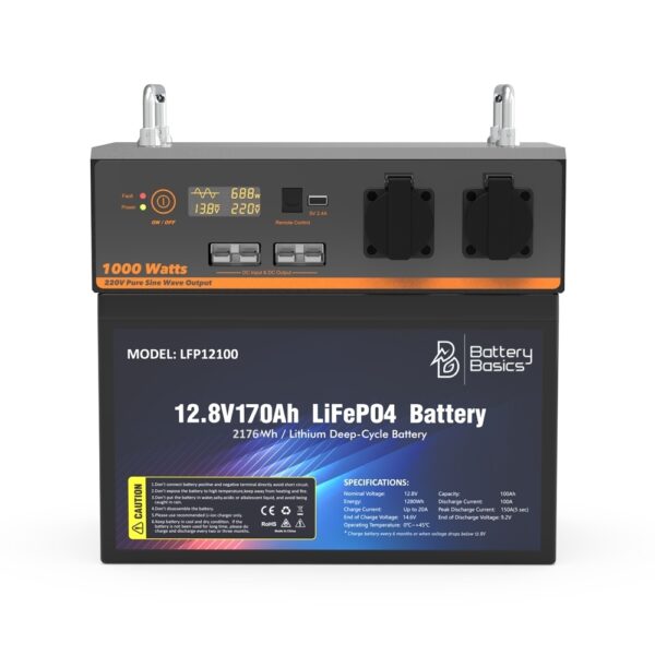 12.8V 170Ah LiFePO4 Battery & 1000W Inverter